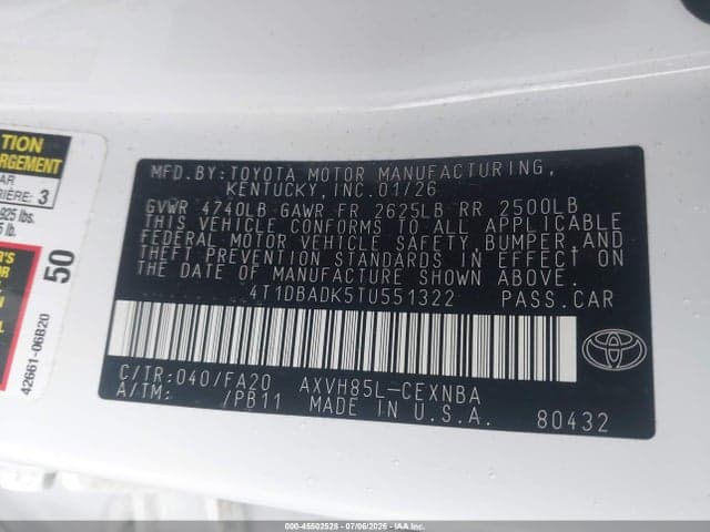 2026 TOYOTA CAMRY LE 9