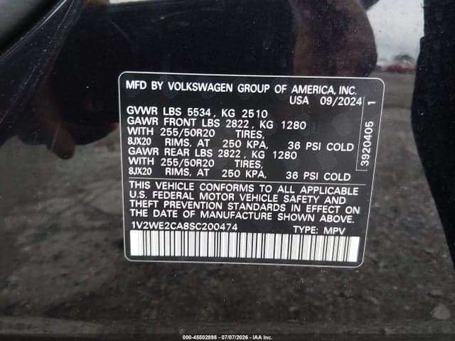 2025 VOLKSWAGEN ATLAS CROSS SPORT 2.0T SE W/TECHNOLOGY 9