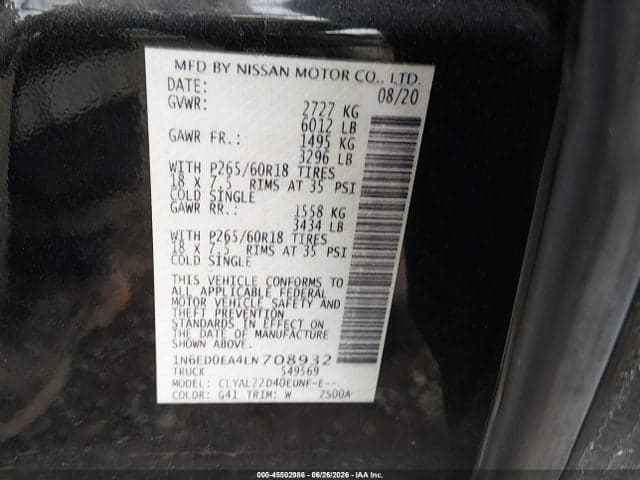 2020 NISSAN FRONTIER SV 4X2 9