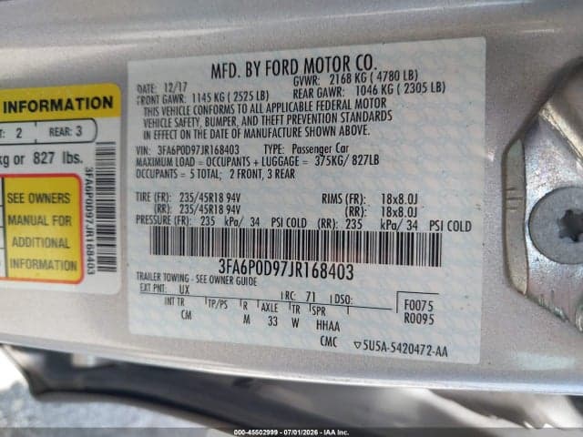 2018 FORD FUSION PLATINUM/TITANIUM 9