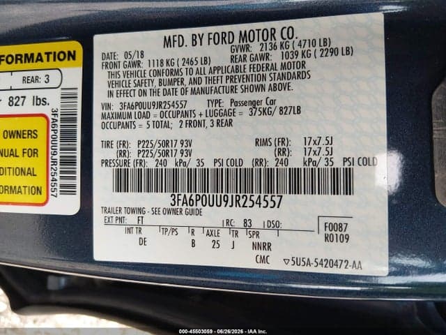 2018 FORD FUSION HYBRID S 9