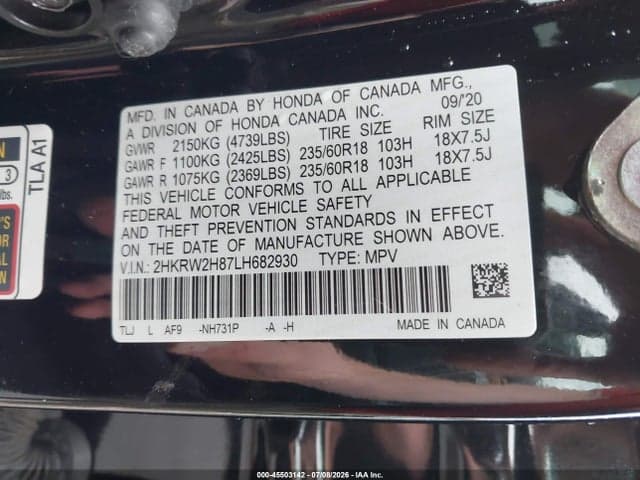 2020 HONDA CR-V AWD EX-L 9