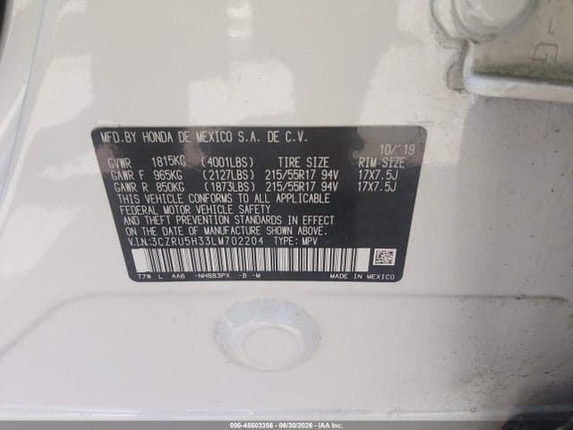 2020 HONDA HR-V 2WD LX 9