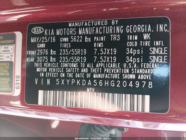 2017 KIA SORENTO 3.3L SX 9