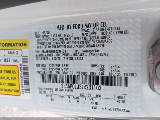 2020 FORD FUSION HYBRID SE 9