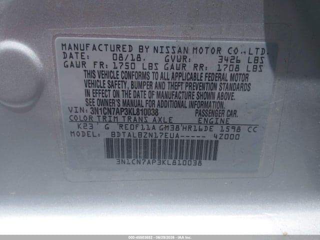 2019 NISSAN VERSA 1.6 SV 9