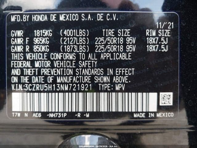 2022 HONDA HR-V 2WD SPORT 9