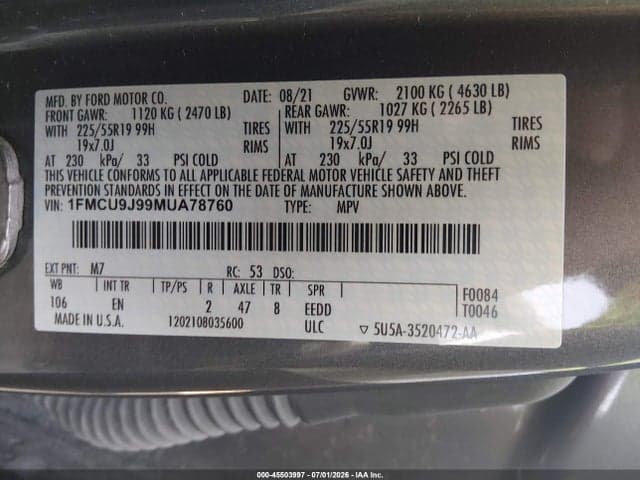 2021 FORD ESCAPE TITANIUM 9