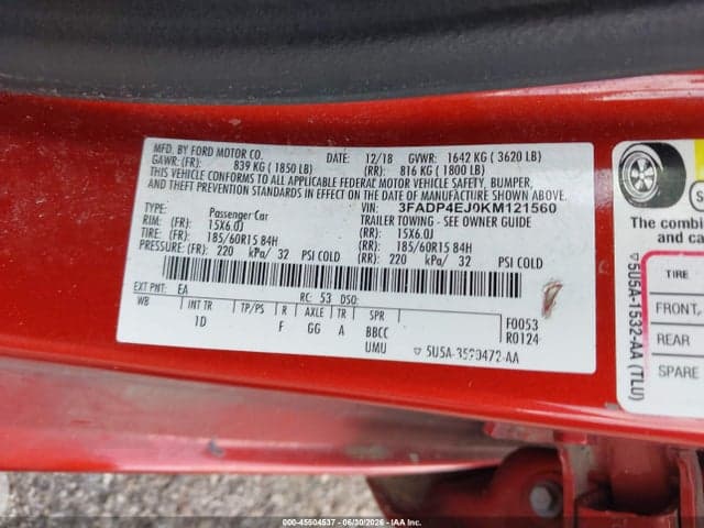 2019 FORD FIESTA SE 9