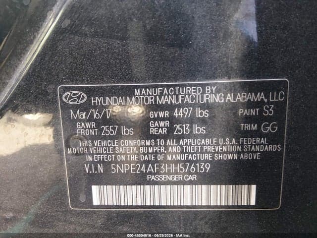 2017 HYUNDAI SONATA 9