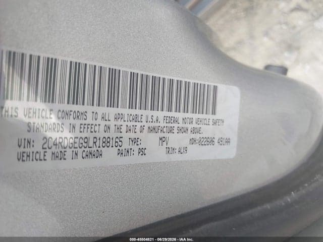 2020 DODGE GRAND CARAVAN GT 9
