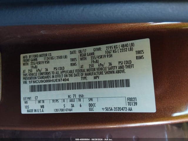 2017 FORD ESCAPE SE 9