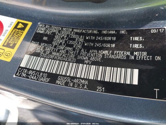 2017 TOYOTA HIGHLANDER XLE 9