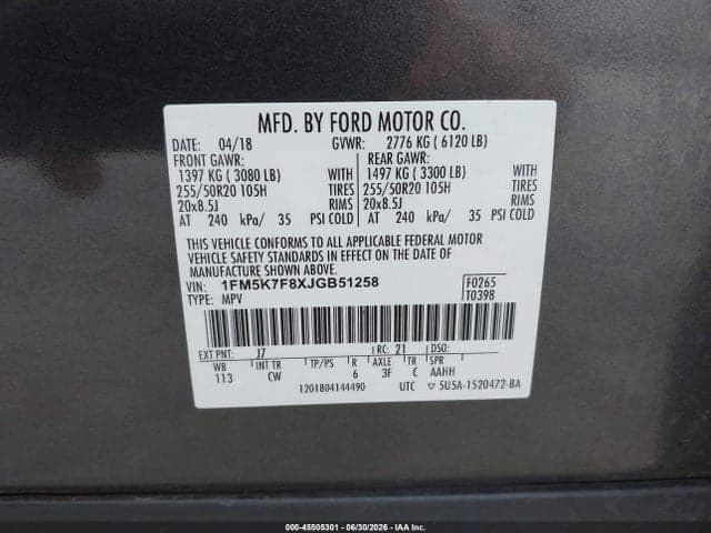 2018 FORD EXPLORER LIMITED 9