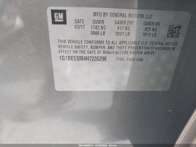 2017 CHEVROLET CRUZE LT AUTO 9