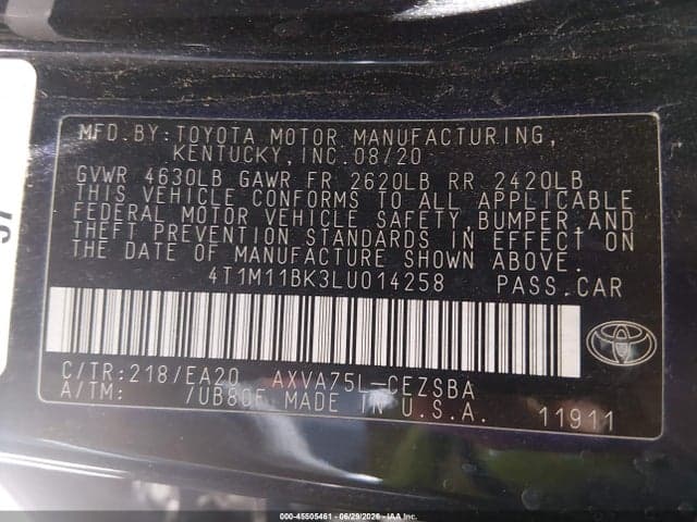 2020 TOYOTA CAMRY SE AWD 10