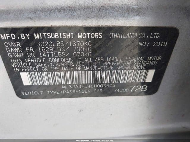 2020 MITSUBISHI MIRAGE ES/SE 9