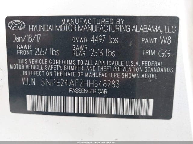 2017 HYUNDAI SONATA 9