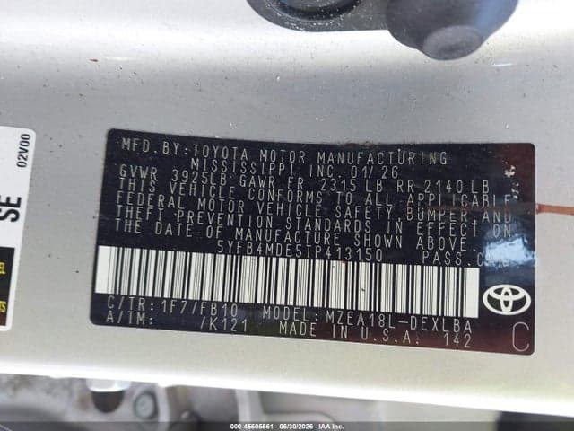 2026 TOYOTA COROLLA LE 9