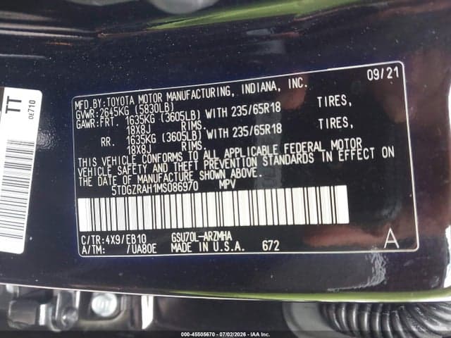 2021 TOYOTA HIGHLANDER XLE 9