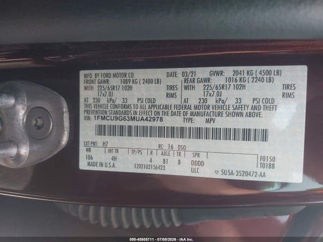 2021 FORD ESCAPE SE 9
