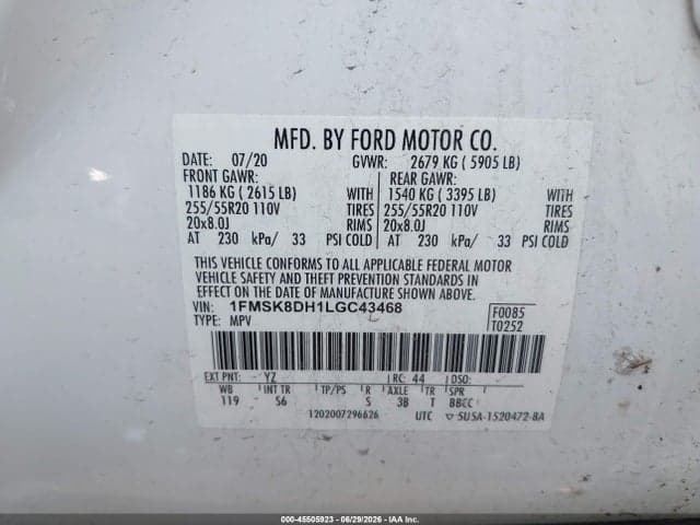 2020 FORD EXPLORER XLT 9