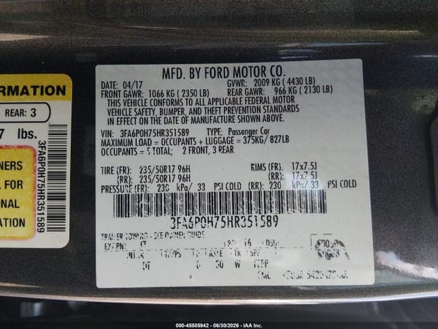 2017 FORD FUSION SE 9