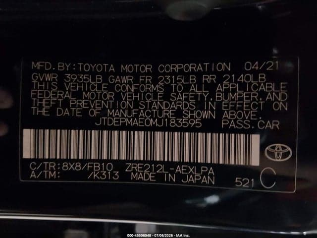 2021 TOYOTA COROLLA LE 9