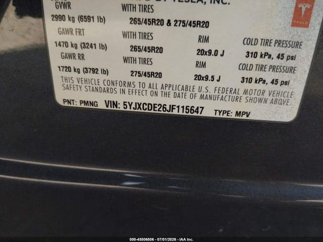 2018 TESLA MODEL X 100D/75D/P100D 9