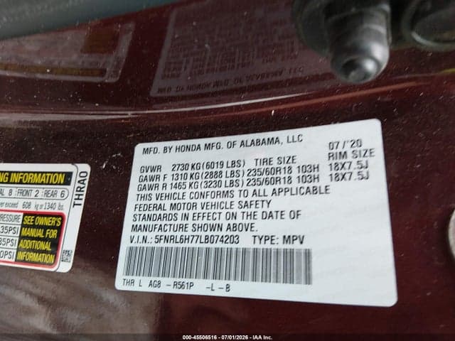 2020 HONDA ODYSSEY EX-L/EX-L W/NAVI RES 9
