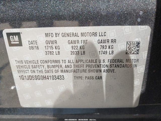 2017 CHEVROLET SONIC LT AUTO 9