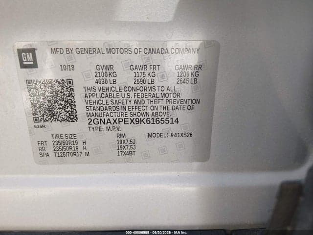 2019 CHEVROLET EQUINOX PREMIER 9