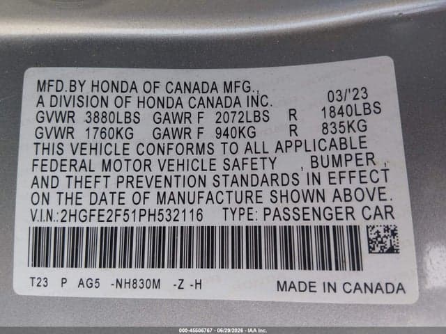 2023 HONDA CIVIC SPORT 9