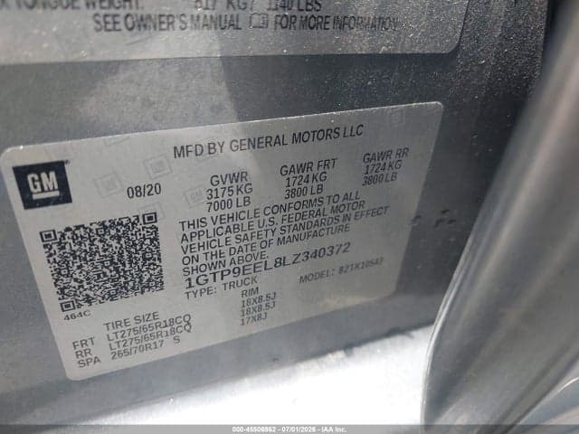 2020 GMC SIERRA 1500 4WD SHORT BOX AT4 9