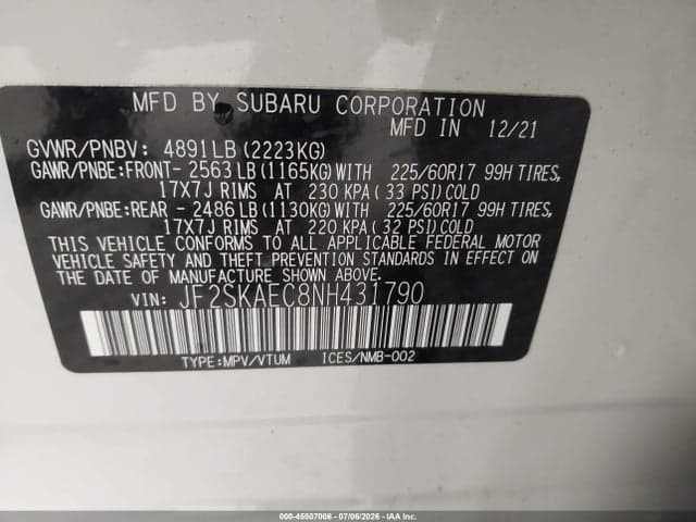 2022 SUBARU FORESTER PREMIUM 9