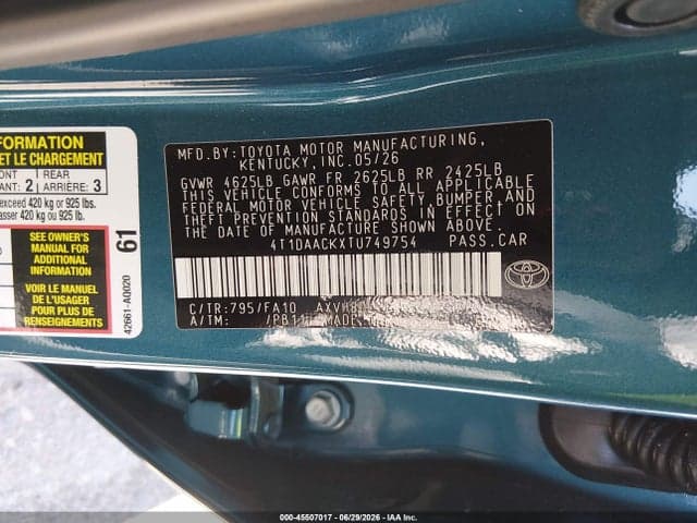2026 TOYOTA CAMRY LE 9