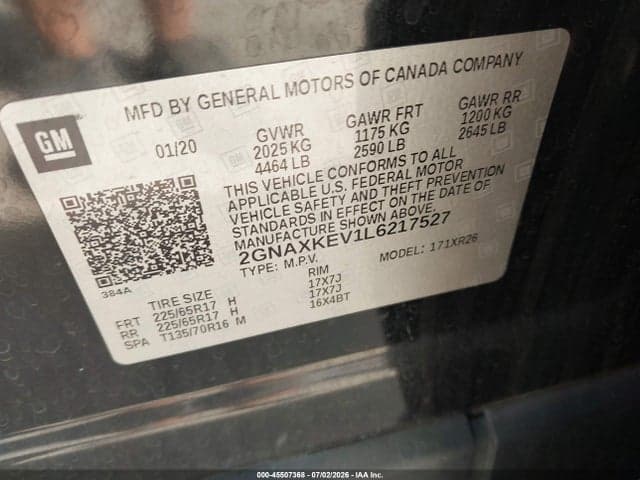 2020 CHEVROLET EQUINOX FWD LT 1.5L TURBO 9
