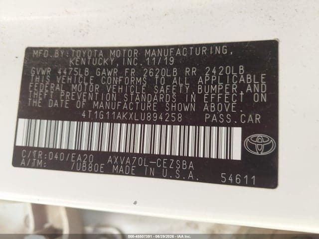 2020 TOYOTA CAMRY SE 9