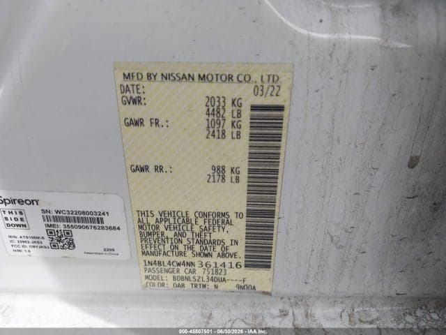 2022 NISSAN ALTIMA SR INTELLIGENT AWD 9