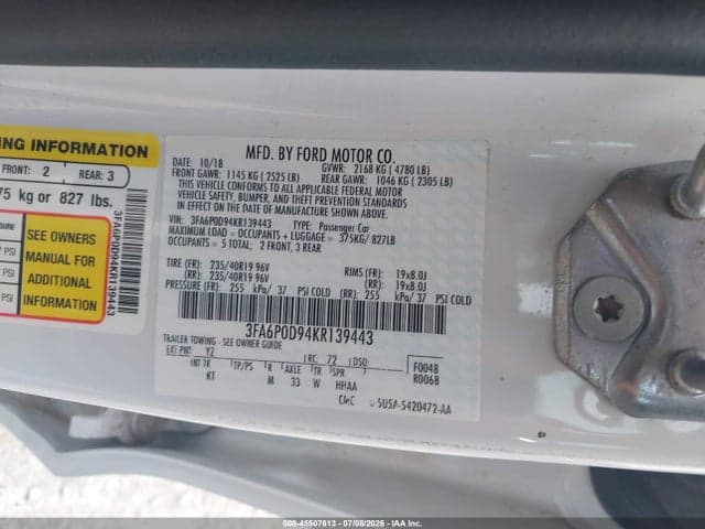 2019 FORD FUSION TITANIUM 9