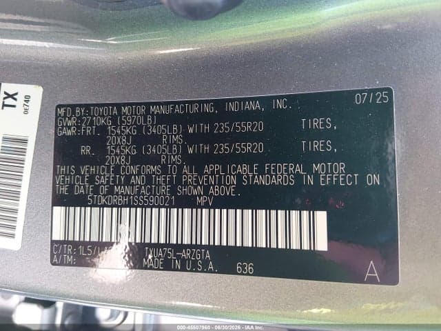 2025 TOYOTA HIGHLANDER PLATINUM 9