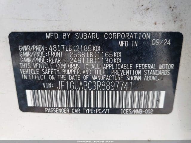 2024 SUBARU IMPREZA BASE 5-DOOR 9