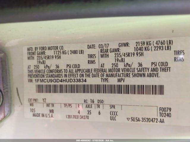 2017 FORD ESCAPE SE 9