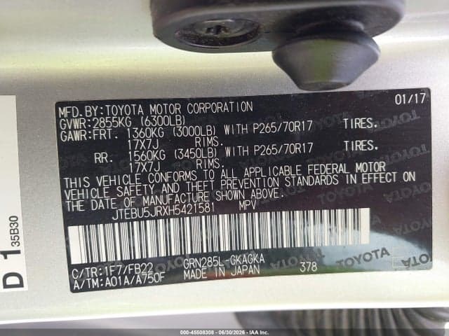 2017 TOYOTA 4RUNNER SR5 9