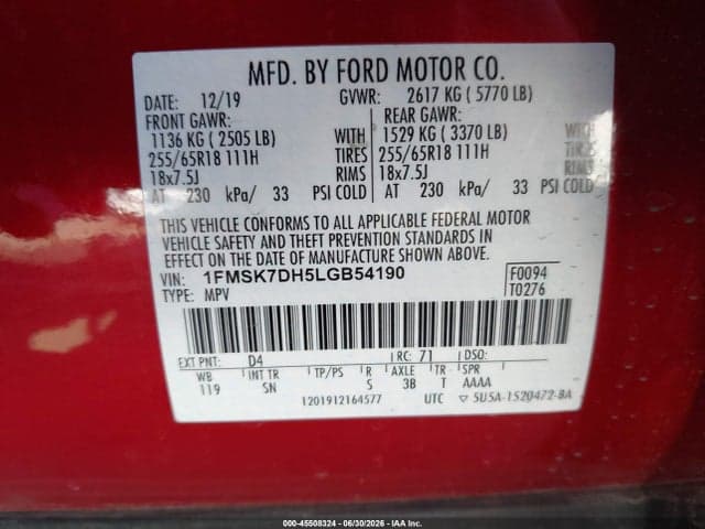 2020 FORD EXPLORER XLT 9
