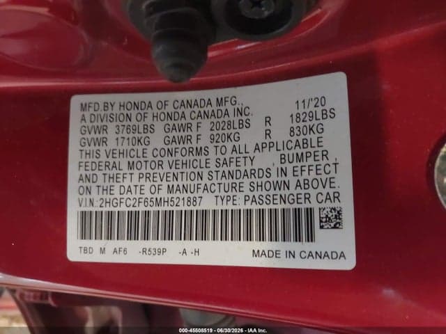 2021 HONDA CIVIC LX 9