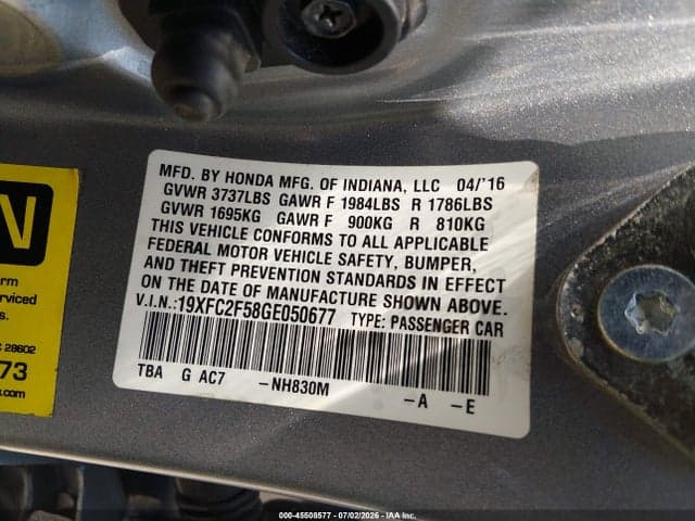 2016 HONDA CIVIC LX 9