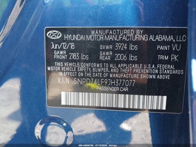 2018 HYUNDAI ELANTRA SE 9