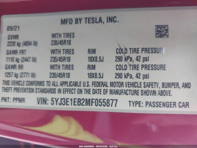 2021 TESLA MODEL 3 LONG RANGE DUAL MOTOR ALL-WHEEL DRIVE 9
