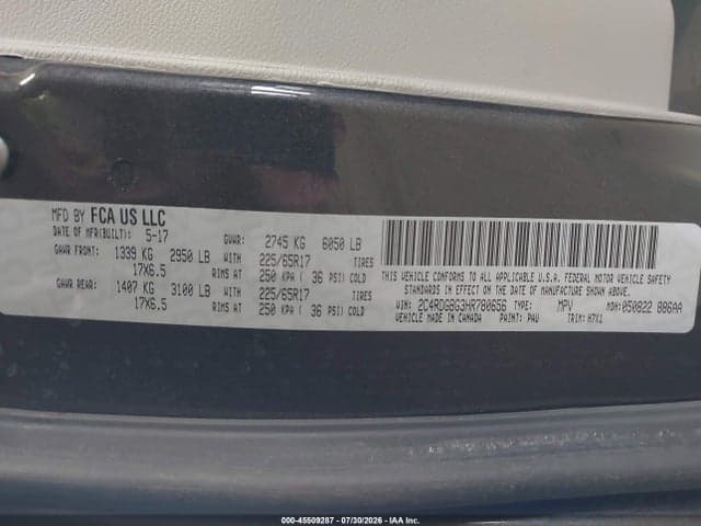 2017 DODGE GRAND CARAVAN SE 9